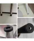 Six Pack 32mm Threaded Tube Plugs With M8 Holes in use on furniture legs, showing black plastic round nut end caps for stability