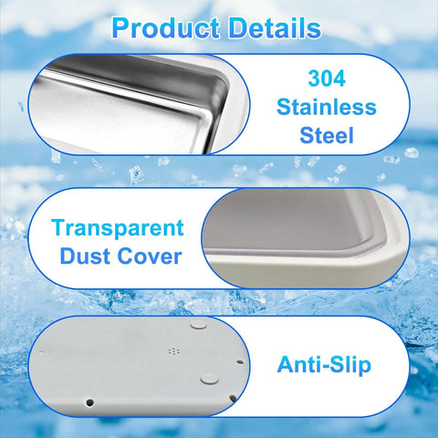 Deep Clean Ultrasonic Jewelry Cleaner 48kHz Machine With 22oz 304 Stainless Steel Tank details with dust cover and anti-slip