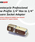 Heavy Duty Low Profile 1/4 Hex To 1/4 Square Socket Adapter Hardened S2 Steel Nickel Plated Finish for tight spaces.