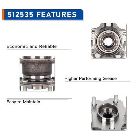 Features of Rear Wheel Hub Bearing Assembly 512535 for Nissan Juke Qashqai Rogue and Rogue Sport AWD Direct Fit Replacement Part