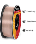 Pro Grade MIG Welding Wire ER70S-6.030 Inch (0.8mm) Copper Coated Mild Steel GMAW Wire spool 33 pounds