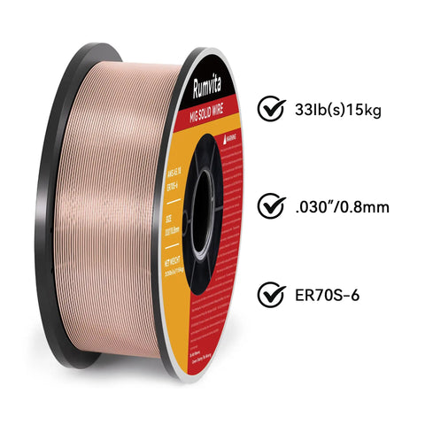 Pro Grade MIG Welding Wire ER70S-6.030 Inch (0.8mm) Copper Coated Mild Steel GMAW Wire spool 33 pounds