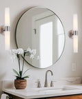 Duo 21 Inch Modern Wall Sconce With Frosted Glass Cylinder Shades Linear Two Light Silver Wall Light In Brushed Nickel Finish
