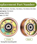 Replacement flat idler pulley, rainbow metal finish, front and back views, 1 pack