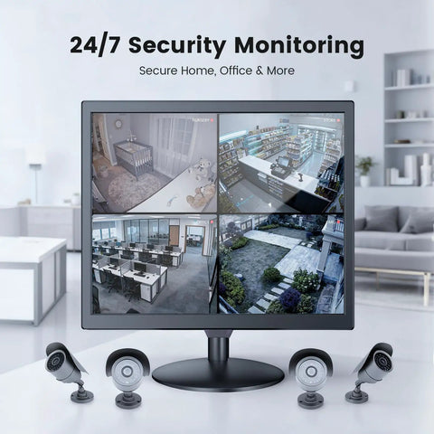 17 Inch Security Camera Monitor For CCTV And NVR Systems With 1280 By 1024 Resolution 5 4 Aspect 75Hz Refresh USB HDMI VGA BNC Inputs