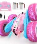 Pink Remote Control Car For Girls, Rechargeable 2.4Ghz RC Truck With Double Sided 360 Degree Rotating Stunts, accessories included.