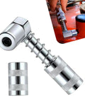 90 Degree Grease Coupler Adapter Two Pack, Heavy Duty Steel Grease Gun Fittings With Sleeves, 3 Jaw Angle Swivel Right Fittings