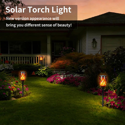 Solar Torch Light With Waterproof Outdoor Design Dusk To Dawn Auto On Off Flickering Flame Effect In Orange Glow for garden path