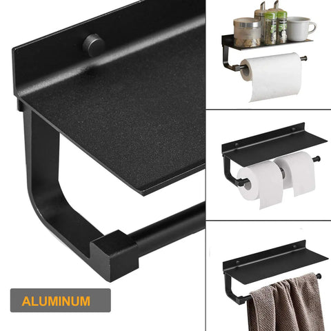 Must Have Wall Mounted Paper Towel Holder With Aluminum Build And Built In Phone Storage Shelf For Kitchen And Bathroom 13 Inch Rustproof Space Saving Modern Dull Polished Silver Finish Includes Screws