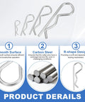 Heavy Duty Cotter Pin Set M2.5 X 50 Mm 25 Pcs R Clips Hardware Pins Carbon Steel Spring Fasteners for Trailer Locking Lawn Mowers