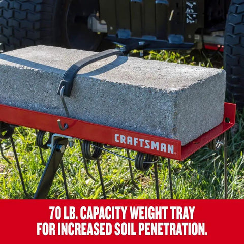 40 Inch Tow Behind Lawn Dethatcher Beast With 20 Durable Spring Steel Tines, Universal Hitch Fits Any Lawn Tractor, 70 lb weight tray