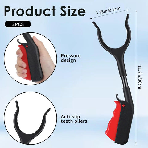 Two Pack Grabber Tool With 360 Degree Rotating Jaw For Easy Trash Pickup And Reach Lightweight Ergonomic Grabber For Seniors Gardening And Household Tasks