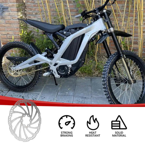 54mm Rear Brake Rotor Disc Upgrade For Dirt Bikes And Electric Off Road Rides Fits Segway Light Bee SurRon X S Series, bike shown