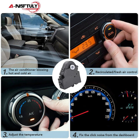 Four steps showing Two Pack HVAC Blend Door Actuators Replacement For Chevy Silverado 1500 2500 Suburban Tahoe GMC Sierra