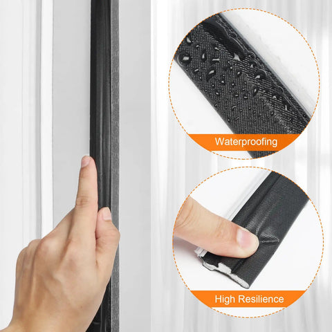 Close-up of 20 Foot Foam Kerf Weather Stripping Door Seal In Black demonstrating waterproofing and resilience features.