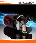 Predator 212 Stage 2 Carburetor Kit With Exhaust For 212cc 196cc 224cc Engines, side view showing air filter and carb.
