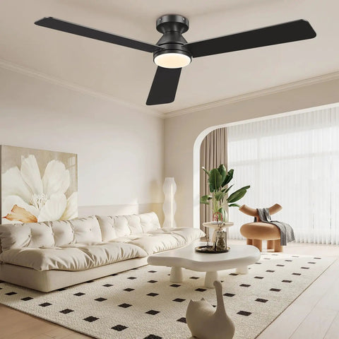 52 Inch Ceiling Fan With Remote Control And Light No Fuss Dimmable Three Color Temperatures Six Speed Settings Timer Reversible Blades