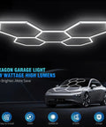 Hexagon Garage Lights 25 Pack LED Ceiling Fixtures 168W 21840 Lumens 6700K Daylight White For Car Detailing Shop Gym Workshop Basement Flicker Free Eye Friendly Mega Bright Crisp Daylight Coverage