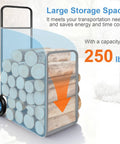 Heavy Duty Firewood Log Cart Carrier With Pneumatic Rubber Wheels, 250 Lb Load Capacity, shown hauling logs