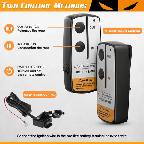 Wireless and wired controllers for 4500 Pound 12V DC Waterproof Electric Winch Kit For ATV UTV Towing With 50 Foot Synthetic Rope
