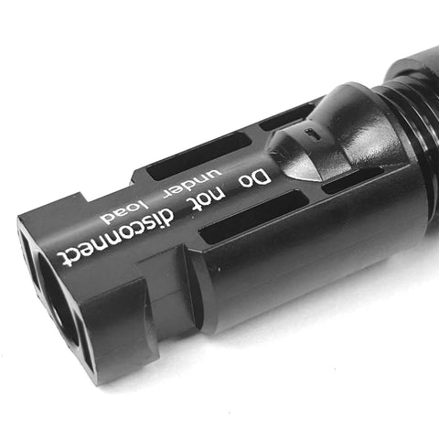 Close-up of an MC4 Solar Panel Connectors Set 10 Pairs With Snap In Locking For A Snug Plug And Play Fit, showing locking mechanism.