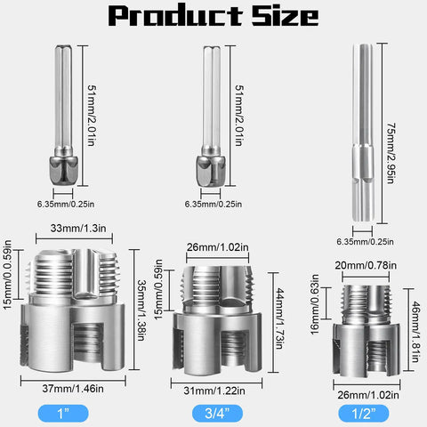 Integrated Internal And External Pipe Threading And Reaming Tool Kit For PVC Pipes With Electric Drill Style Pro Grade