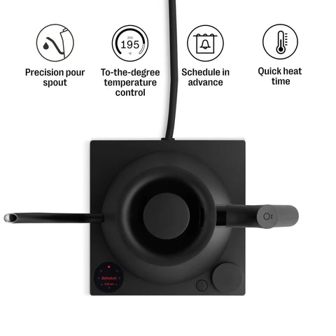 Top view of Gooseneck Pour Over Coffee Kettle With Precise Temperature Control Quick Heat Up Brew Timer And Scheduling