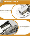 Close-up of Two-Pack Hidden Hinges For Frameless Cabinet Doors, 90 Degree Concealed Surface-Mount Hinges For Modern Cabinets, steel plate.