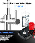 Water Softener Valve Motor Assembly Replacement Kit With Gear Housing And Wiring For Smooth Valve Drive And Precise Regeneration Fits WS26X10021 And WS26X21821 Rock Solid Pro Grade Workhorse Systems shown with water faucet.
