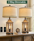 Cozy Farmhouse Style Table Lamp With Dual USB Ports And Night Light 3 Way Dimmable Touch Control Vintage Modern Glow Set of Two