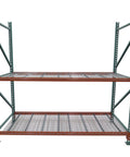 Built Tough Teardrop Pallet Rack Frame With Center Reinforcing Rib And Impact Resistant Columns 24 Inch Deep By 96 Inch Tall showing two shelves.