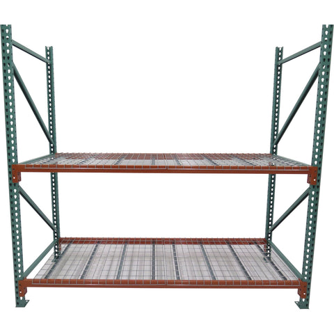 Built Tough Teardrop Pallet Rack Frame With Center Reinforcing Rib And Impact Resistant Columns 24 Inch Deep By 96 Inch Tall showing two shelves.