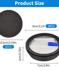 Replacement Kit With Four HEPA Filters And Eight Sponge Filters size details for Afoddon A200Pro ORFELD B08 Nequare series vacuums