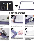 Installation steps for All In One Window Screen Repair Kit With 48x118 Charcoal Fiberglass Mesh and tools for replacing screens.