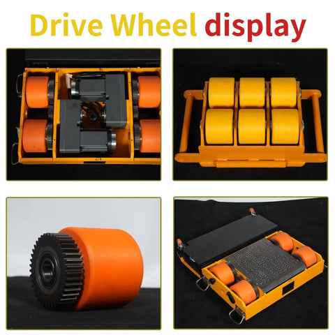 Top Tier 30 Ton Load Machine Mover Skates With Remote Control heavy duty drive wheels and undercarriage display.