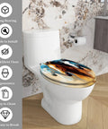 Elongated Decorative Toilet Seat for Bathroom in artistic design, fits standard toilets, made for easy cleaning.