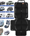 Kid Safe Car Seat Protector Cover With 600D Waterproof Non Slip Cushion Mat Large Size With Built In Storage Pockets in black