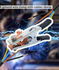 Heavy Duty 500A Welding Ground Clamp For Automotive Use Iron Electroplated Earth Clip in action with rubber sleeve