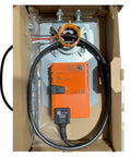 Straight Up Reliable High Speed Damper Actuator Gm24a Electric Motorized Valve For Hvac Zone Control And Modulating Rotary Damper Dead Simple Precision Airflow Sealed Box in packaging with motor and wires.