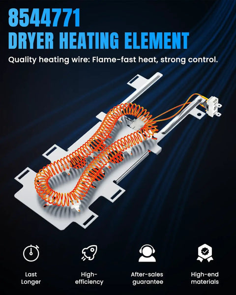 Premium 8544771 Dryer Heating Element Replacement For Whirlpool Kenmore Maytag with nickel chromium coils on a metal plate