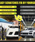 Comparison of DIY Carrara White Metallic S9R/2Y Porsche Touch Up Paint Kit with professional repair, highlighting ease and cost savings