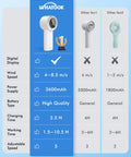 Comparison chart of Portable Handheld Turbo Fan with USB Rechargeable Battery showing superior features and performance in blue section.