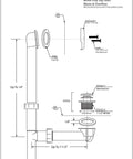 Diagram of 14 Inch Tub Waste And Overflow Assembly One And A Half Inch With White Slip Joint Tubing And ADA Hands Free Tip Toe Drain