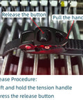 Heavy Duty Reusable Ratchet Cable Ties 12 Inch Grip Lock Straps showing release mechanism instructions for use.