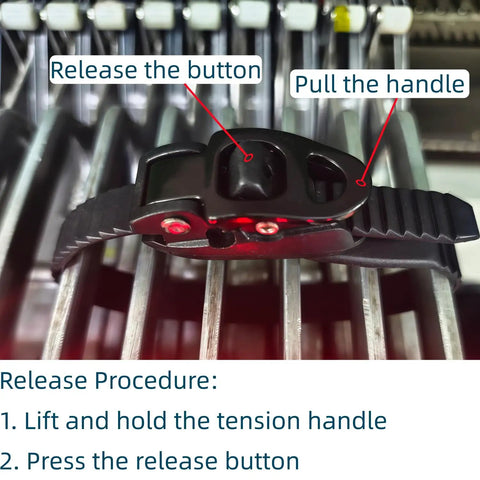 Heavy Duty Reusable Ratchet Cable Ties 12 Inch Grip Lock Straps showing release mechanism instructions for use.