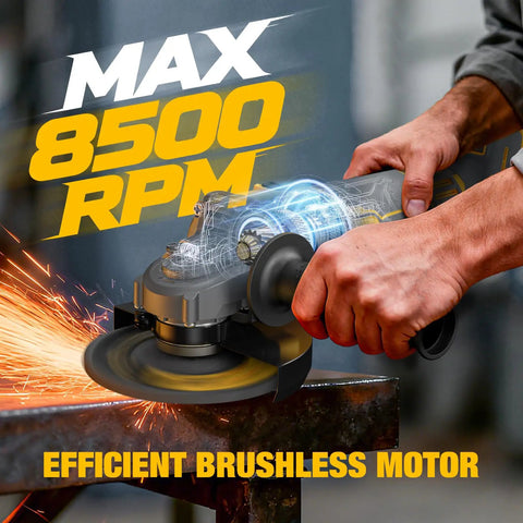 Beast Mode Brushless Cordless Angle Grinder 4.5 Inch For 20V Max Batteries Variable Speed Power Tool For Grinding Cutting And Polishing Battery Not Included Tool Only featured with max 8500 RPM brushless motor