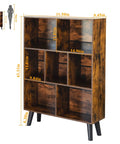 Three Tier Cube Bookshelf With Legs In Rustic Brown Mid Century Modern Style Dope Space Saving Open Bookcase