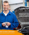 Mechanic using Heavy Duty Cotton Shop Towels 12x14 Inches 50 Pack Bulk Rags For Garage Automotive Industrial And Home Cleaning