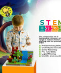 Child playing with Magnetic Blocks 128 PCS Magnetic Building Kit For Kids Ages 3 To 12 Featuring Magnet Tiles on a table.