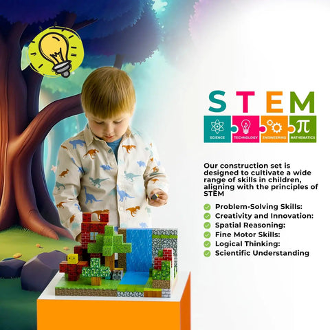 Child playing with Magnetic Blocks 128 PCS Magnetic Building Kit For Kids Ages 3 To 12 Featuring Magnet Tiles on a table.